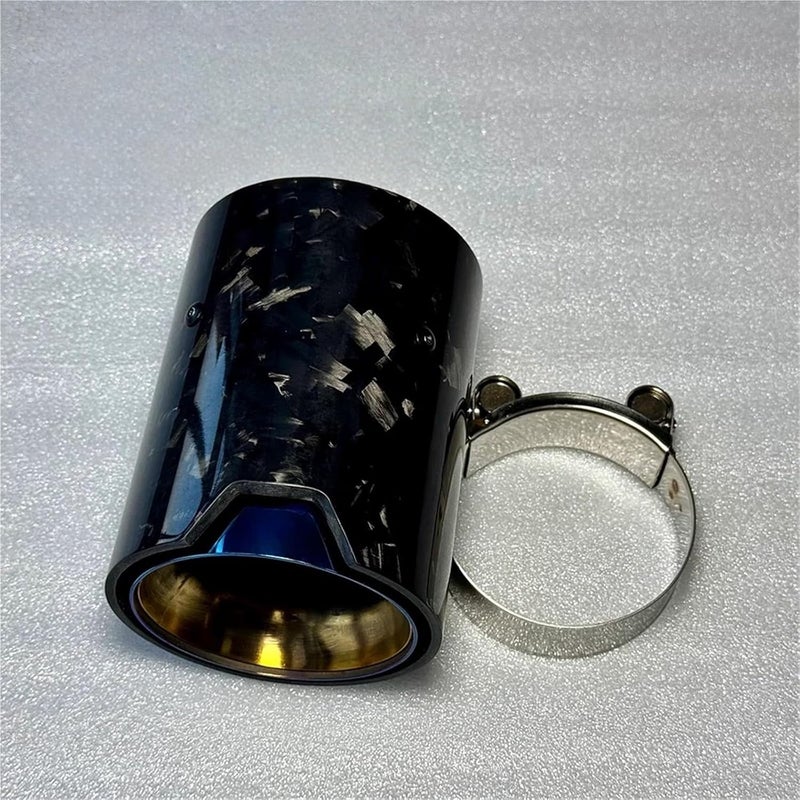 Glossy Forge Carbon TailTip Exhaust Nozzle Muffler Tips Compatible For BMW E46 E90 E60 F80 F82 F83 F90 ID 67MM OD 93MM - Image 4